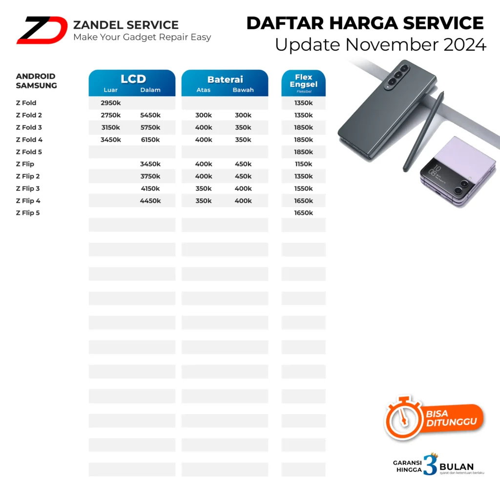 ZANDEL - PRICELIST SERVICE SAMSUNG Z FOLD Z FLIP NOVEMBER 2024